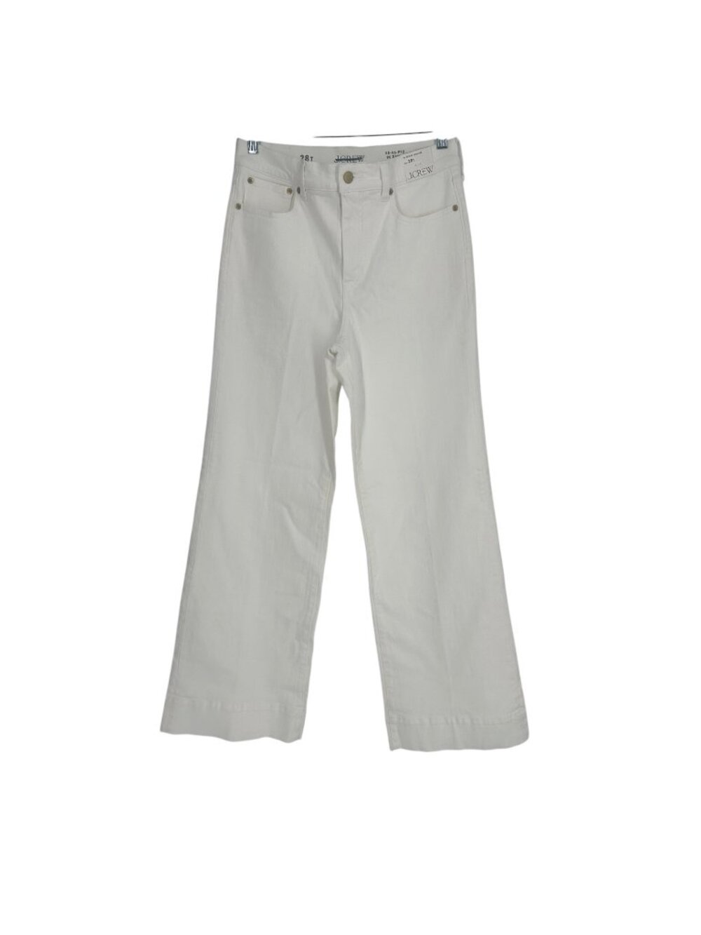 J.Crew Trousers Women's 28T White 96 Denim High Rise Wide Leg Preppy Minimalist